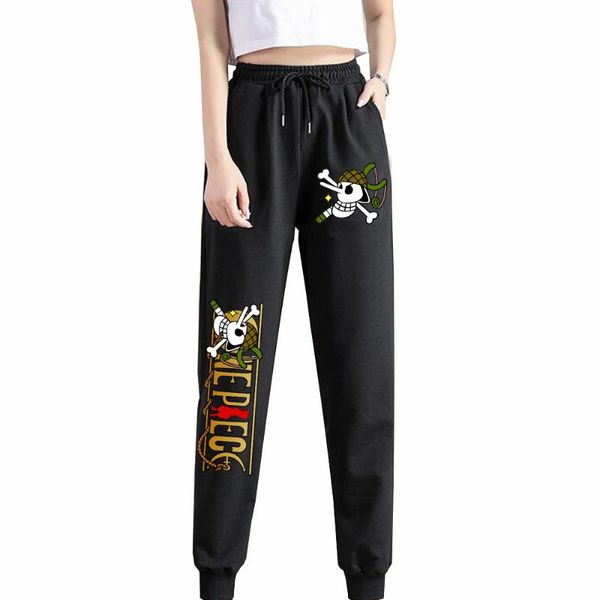

men's pants 2021 one piece logo anime trousers full length casual unisex, Black
