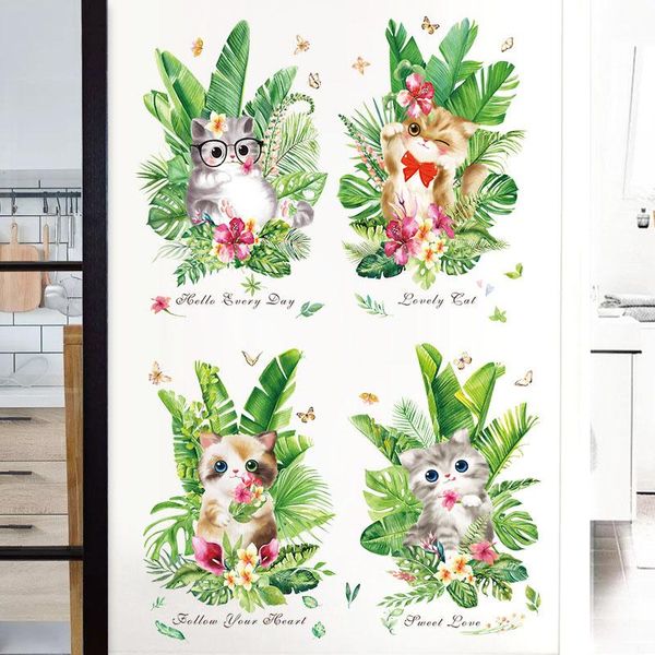 

wall stickers hand-painted cartoon cat living room bedroom sofa background decoration refrigerator self-adhesive paper