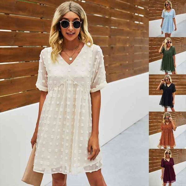 

summer printed vestidos zanzea women dress beach baggy short sleeve midi sundress polka dot pockets o-neck femme plus size, Black;gray