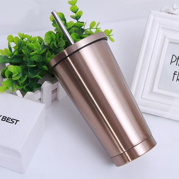 

water bottles stainless steel coffee mug 500ml thermo with lid beer mugs for tea cup vacuum flask metal drink straw travel cups