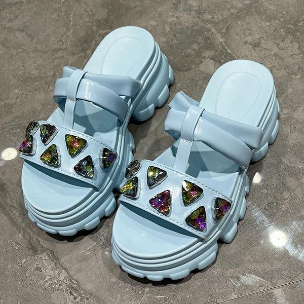 

sandals women's shoes summer platform fashion rhinestone crystal beach open toe comfortable, Black