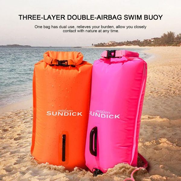 

life vest & buoy swim drybag inflatable swimming bag tow floating dry diving safety signal air inflate ring