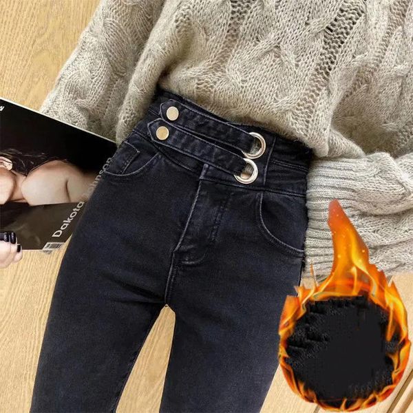 

women's jeans chic high waist women streetwear denim skinny pants black office lady hip-lift pencil pant ankle elegant slim legging, Blue