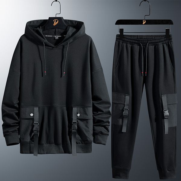 

spring autumn 8xl menstracksuit sets fashion sports suit loose casual men large size hooded hoodies pants 2 piece sets xxxl, Gray