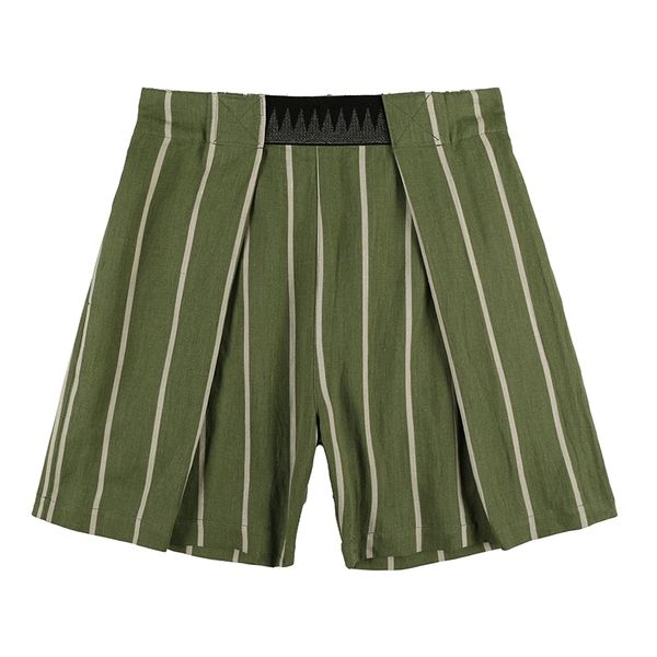 

men's shorts japanese retro striped elastic waist summer for men and women pockets harajuku oversize hip hop five point pants zqui, White;black