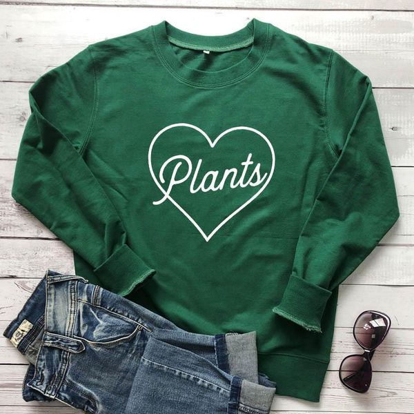 

women's hoodies & sweatshirts plants heart 100%cotton sweatshirt casual women graphic gardening pullovers fashion 90s jumper plant lady, Black