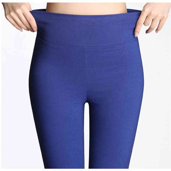 

s-6xl15 colors winter plus size women's pants fashion candy color skinny high waist elastic trousers fit lady pencil pants 210519, Blue