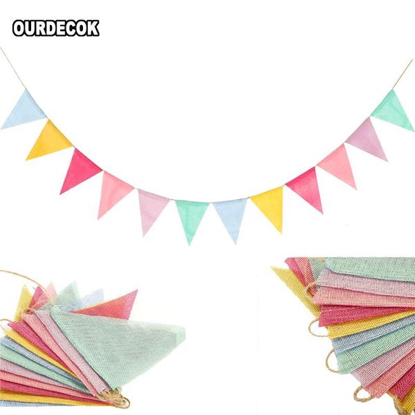 

colorful jute linen flags pennant birthday bunting banners wall hanging wedding banner party garland for home decor decoration