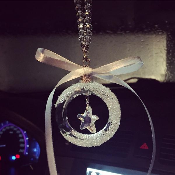 

transparent crystal bowknot car rear view mirror star ornaments diamond pendant edition ornament decoration christmas gift interior decorati