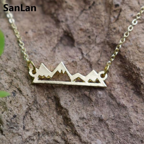 

pendant necklaces sanlan 1pcs drop dainty snowy mountain necklace the mountains are calling nature rustic jewelry gift ideas, Silver