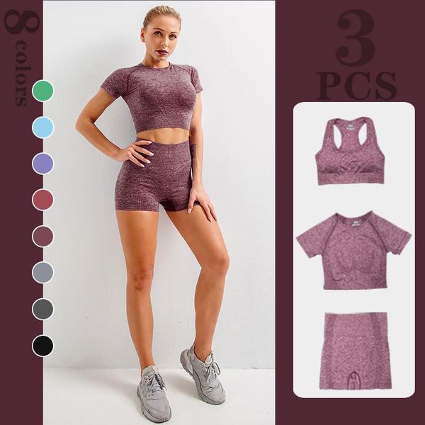 

seamless women yoga set workout sportswear gym clothing fitness long sleeve crop high waist leggings sports suits outfits, White;red