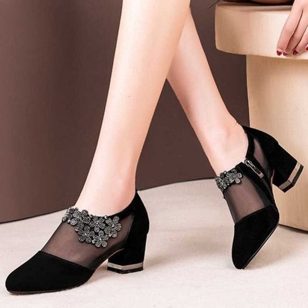 

slippers women pumps ladies dress crystal office lace mesh high heels summer female shoes black platform sandals party bcgl