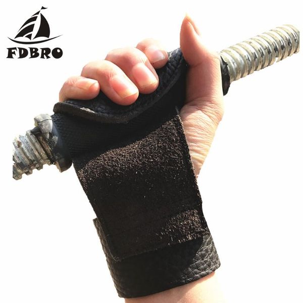

wrist support fdbro leather fitness gloves weightlifting wear non-slip care palm equipment wristband grip belt hand brace, Black;red