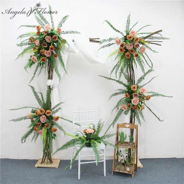 

decorative flowers & wreaths wedding backdrop artificial flower arrangement green persian leaf rose corner party arch decor floral stage sce