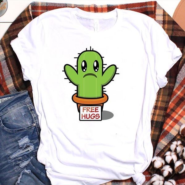 

men cactus hug funny mens cute fashion print ladies graphic clothes t tee female shirt clothing, White;black