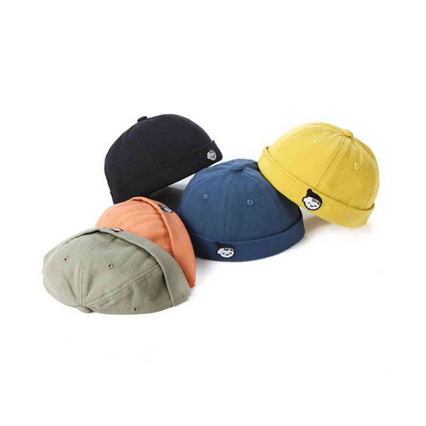 Kinder Street Casual Baumwolle Docker Sailor Biker Hut Loop Beanie Brimless Cap für Kinder Mode Kürbis Vintage Beanie Neue Y21111