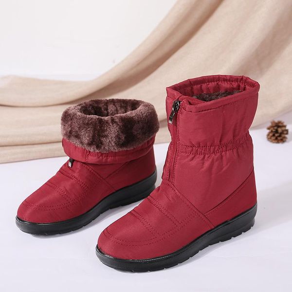 

boots winter for women chunky fashion ankle shoes keep warm casual women's non-slip zapatos de mujer, Black