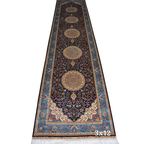 

carpets 3'x12' handmade persian carpet blue floral eunner rug home decor long stair