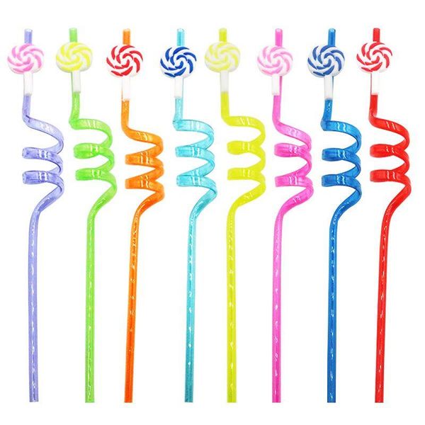 

drinking straws 24pcs kawaii straw set cartoon rainbow candy curved party decoration beverage twist drinkware bar accessor