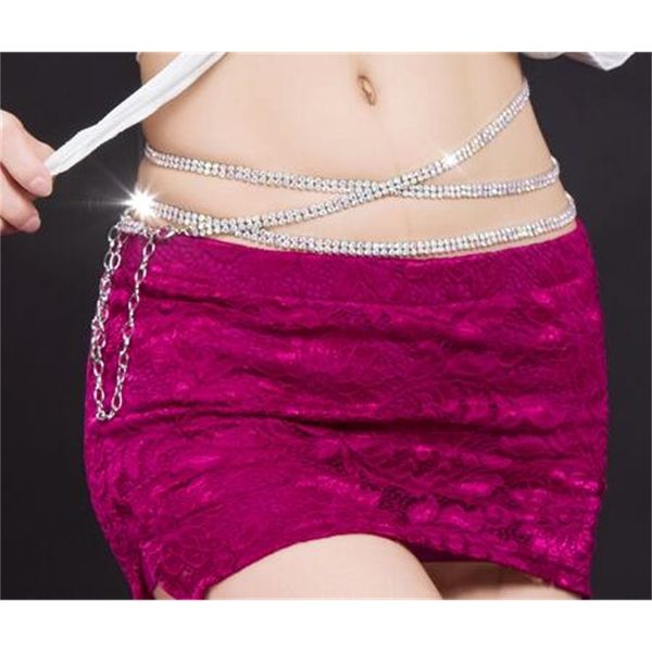 

belly dance waist double row navel practise dancing drill chain belt y068, Silver