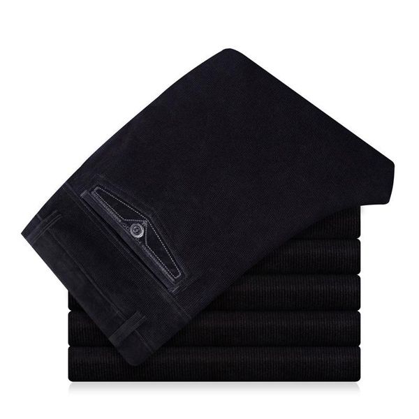 

men's pants straight leg corduroy office high waist classic business fall 2021, Black