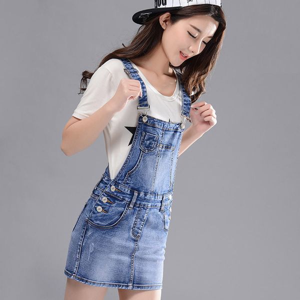 

korean summer overalls denim women's dress spaghetti strain casual girdle skinny bodycon jeans dressed femme jumpsuit mini k491 nfds, Black;gray
