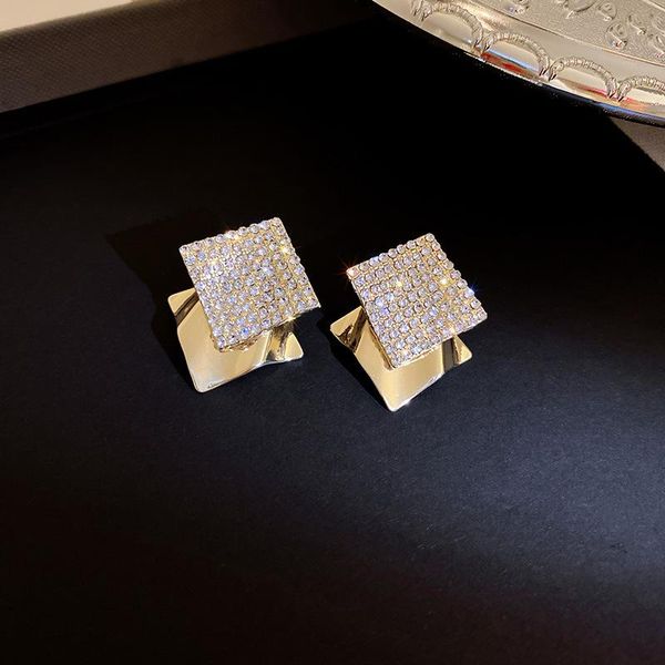 

dangle & chandelier minar temperament full rhinestones rhombus drop earrings for women gold color metal geometric statement brincos, Silver