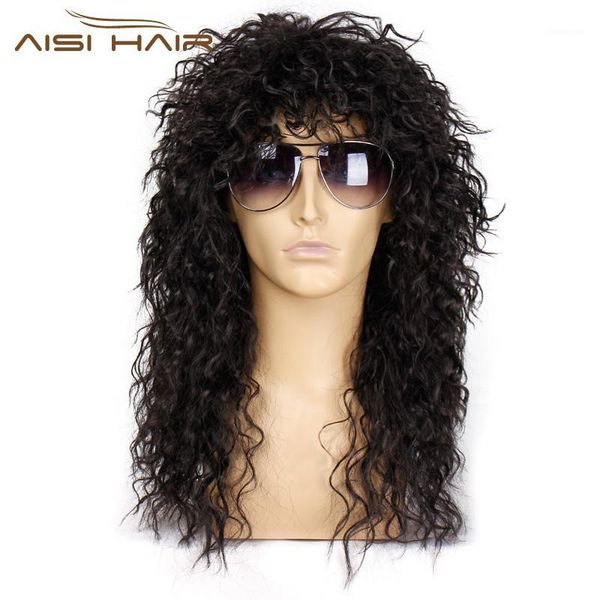 

hair 20inches long men gothic rock punk style wig synthetic for man heat resistant fiber cosplay1, Black