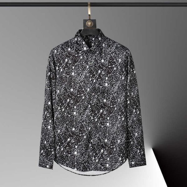 

long men's shirt sleeve no iron fashion close up printing black, White;black