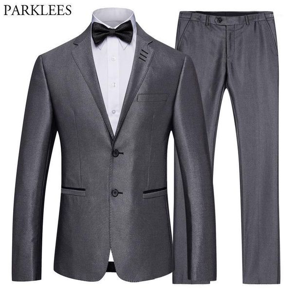 

men's suits & blazers business dress suit (jackets+pants) men casual notch lapel mens 2 piece gray wedding grooms host costumes homme h, White;black