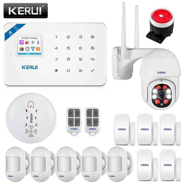 

kerui home system w18 gsm wifi connection mobile app receiving color screen wireless security burglar alarm kit