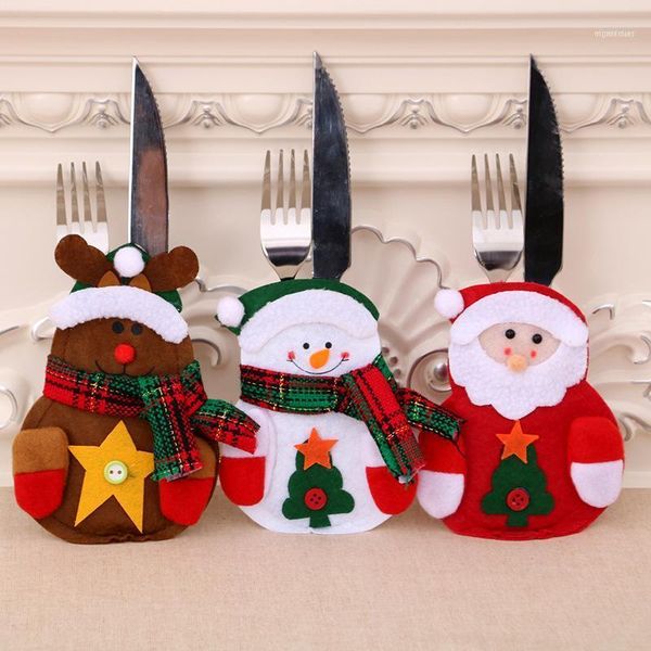 

christmas decorations restaurant el family layout non-woven snowman knife and fork bag creative cutlery set for the elderly1