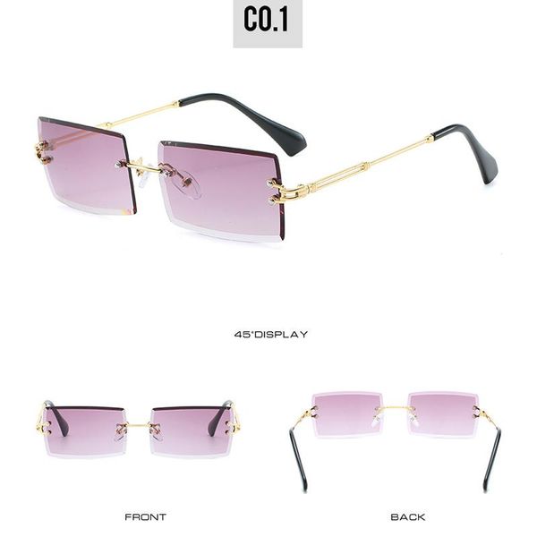 

sunglasses frameless square fashion side cut female women outdoor tc21, White;black
