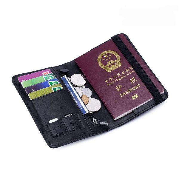 

card holders genuine leather rfid men passport wallet multi function man holder real cowhide purse for documents case, Brown;gray