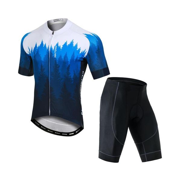 

racing sets yocene odm men shorts sleeve blue cycling set polyester bike clothes selling zipper summer bicycle sports jersey, Black;blue