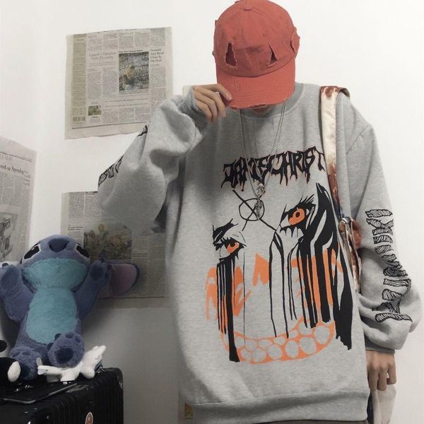 

men's hoodies & sweatshirts hip hop clothes autumn and winter loose leisure thick, Black