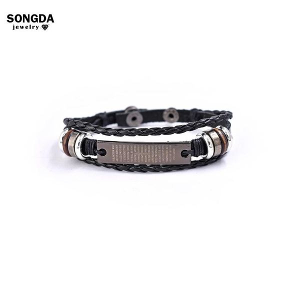 

charm bracelets cross bible leather bracelet metallic scripture spanish english christian simple sense bangle jewelry for religion believer, Golden;silver