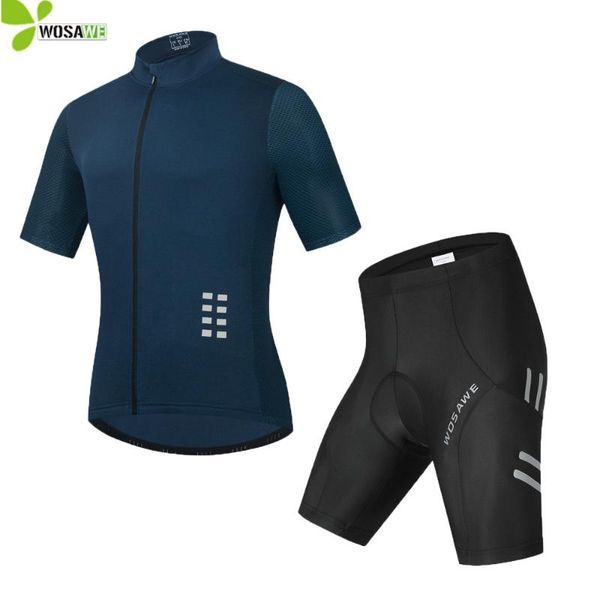 

short sleeve men's cycling jersey set breathable reflective bicycle clothing kit downhill mtb bike shirts shorts suit racing sets, Black;blue