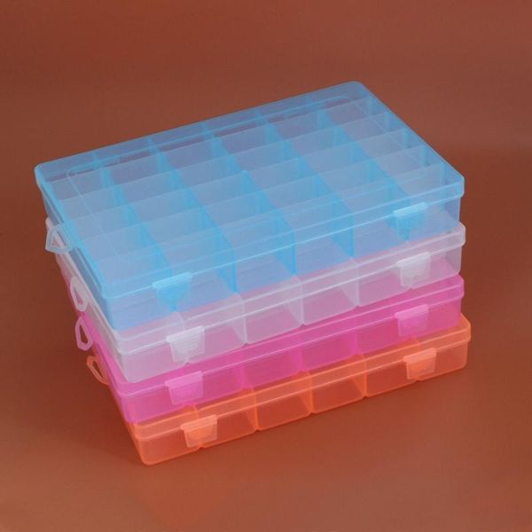

nail art decorations 24 gird /36 plastic box container case compartment accessories tool jewelry organizer beads storage, Silver;gold