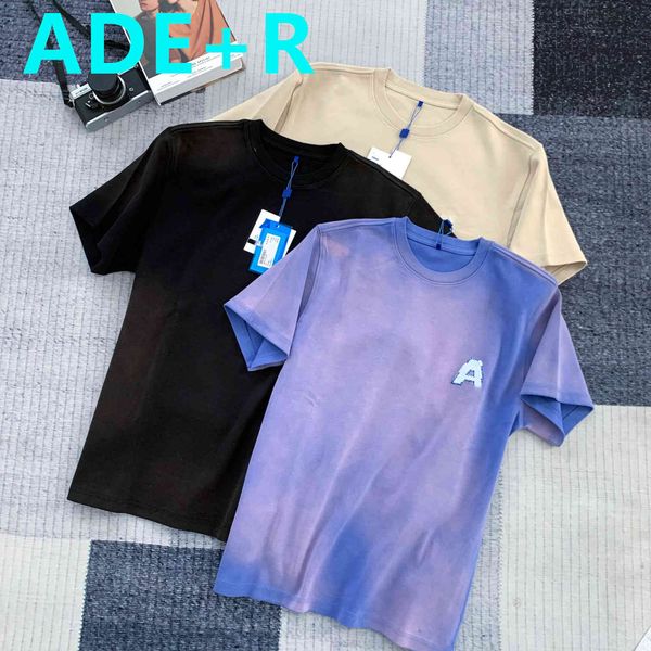 

brand chao brand ade + r 21 summer new tie dye letter a short sleeve simple loose 320g cotton round neck t-shirt, White;black