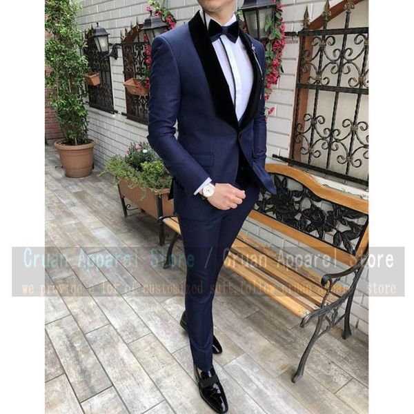 

men's suits & blazers custom made navy blue wedding men suit 2 pieces slim fit formal groom dress tuxedo male blazer jacket with black, White;black