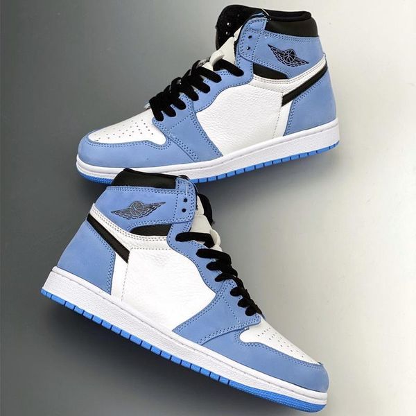 

high og jumpman 1 unc black white university blue shoes jumpman women basketball mens sports sneakers with box size 40-47.5
