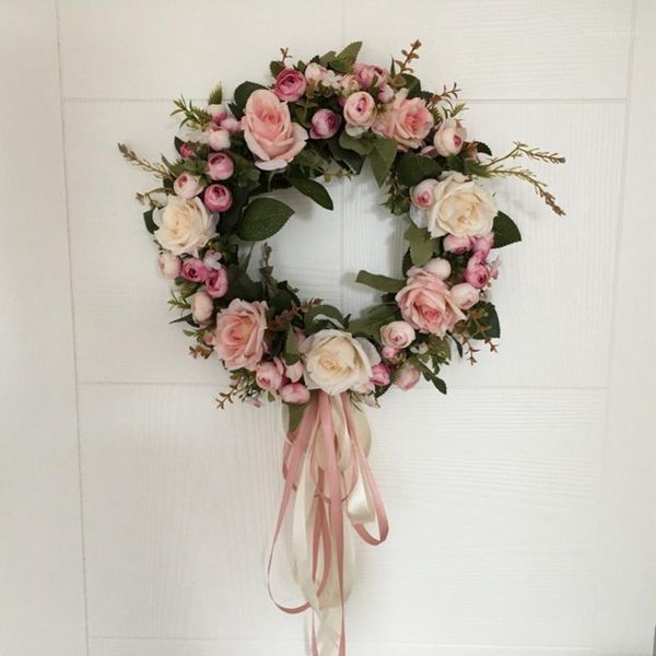 

rose red 40cm floral artificial wreath door hanging wall window decoration holiday festival wedding decor decorative flowers & wreaths1