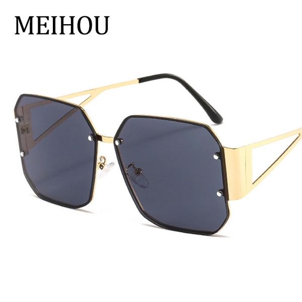 

fashion square rimless sunglasses women oversized metal frame vintage black shades sun glasses ladies uv400 oculos eyewear, White;black