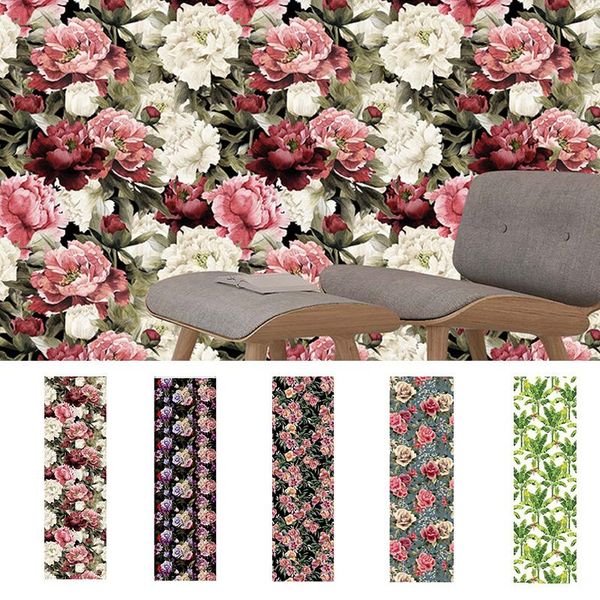 

wall stickers 1pcs thick ink flowers and green plants series seamless wallpaper living room background renovation s7