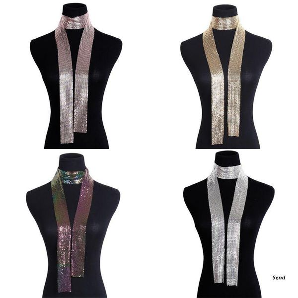 

chains alloy sequins pendant long choker necklace neck collar necklaces for women fashion jewelry, Silver