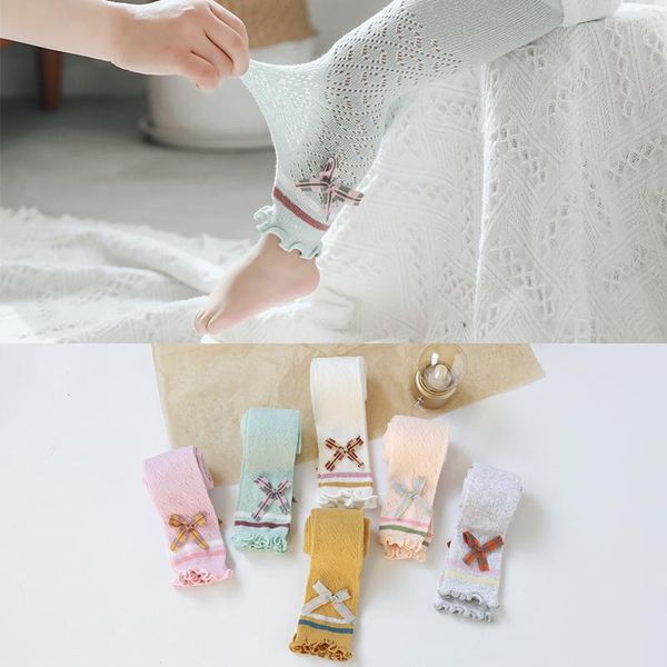 

footies summer children's tights baby bow accessories mesh breathable mosquito repellent leggings, Blue