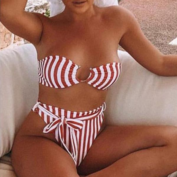 

women's swimwear high waist striped brazilian bikinis 2021 mujer swimsuit beachwear push up biquini women bathing suit two-piece, White;black