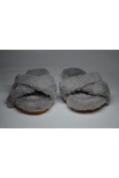 

slippers women's gray cross plush thin sole, Black