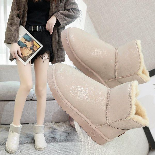 

boots snow women's waterproof non-slip short tube thick bottom thickened winter cotton shoes fashionable and comfortable, Black